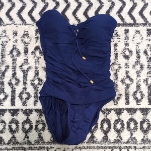 Elegant Navy Blue One-Piece Swimsuit